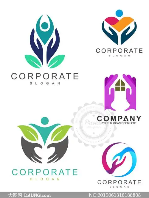 双手手势元素创意标志设计矢量素材