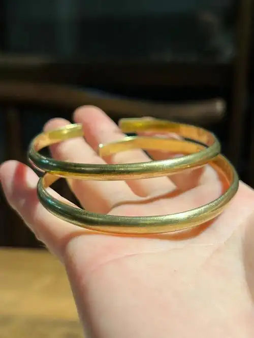 晚清民国包金手镯一对字款漂亮