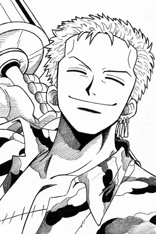 线描,海贼王,手绘,索隆,少有的微笑