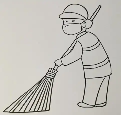 环卫工人简笔画图片 环卫工怎么画 - 人物简笔画 - 老师板报网