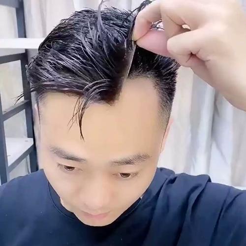 正品发际线假发男士假发片前额隐形贴真发男头顶补发块男生假刘海