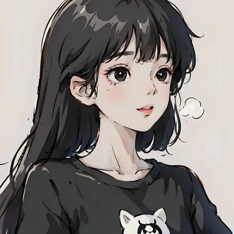 厚涂黑发女孩头像