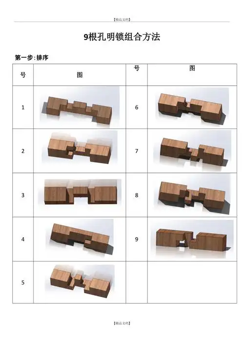 图解9根孔明锁解法
