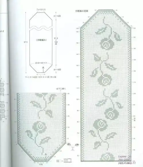 方网格构成的花样 方网格钩编的桌衣,用精致的蕾丝线来钩编