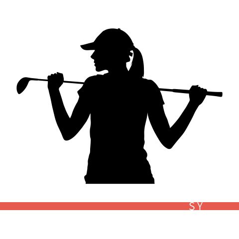 高尔夫运动人物剪影美女背影墙贴画会所俱乐部海报玻璃装饰墙贴纸