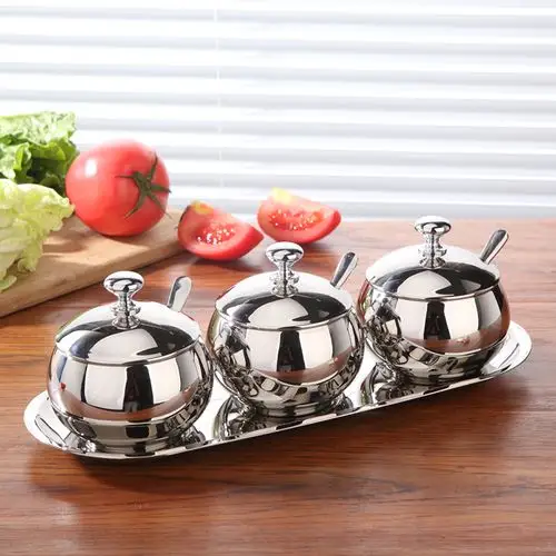 特勤 304不锈钢调料盒调料罐调味盒创意厨房用品调味瓶调味罐套装