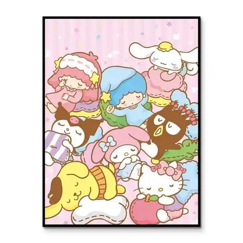 数字油画diy手工填色绘画治愈 卡通系列三丽鸥全家福diy数字油画手工