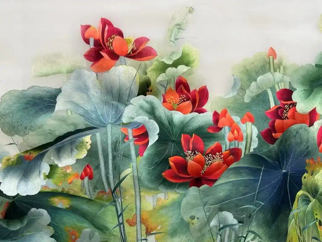 非遗苏绣荷花画手工绣花莲花图,中国风礼品.这幅荷花图,是一幅