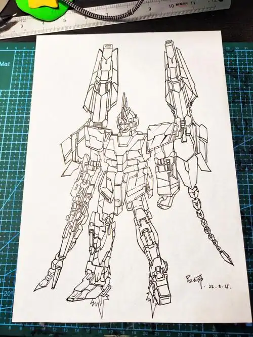 机甲线稿机甲画白描线稿