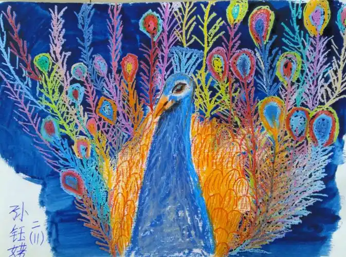 红墨美术小画家作品微展《美丽的孔雀》