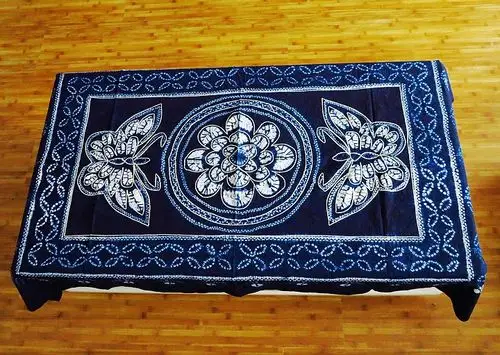 云南民族风白族特色纯手工扎染桌布 长茶几布 餐台布 酒吧桌布