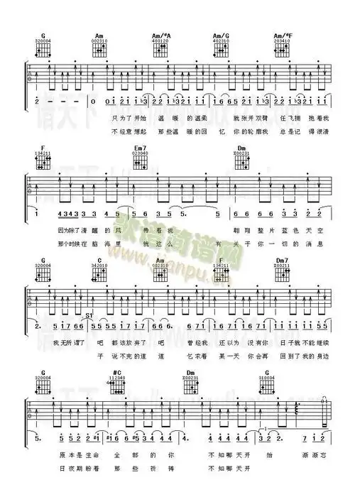 one day(中文版) 歌谱简谱网