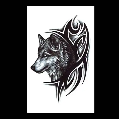 防水现货狼头野狼恶狼狼王霸气个性逼真狼图腾动物半臂花臂纹身贴