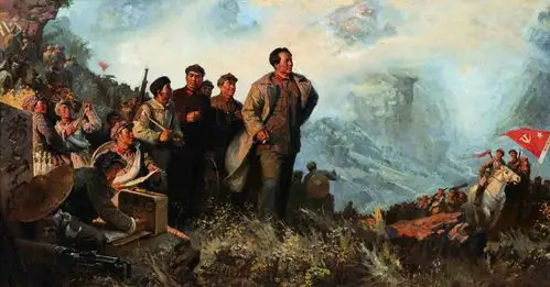 而今迈步从头越(油画) 180×338厘米  1976年  沈尧伊 中国美术馆