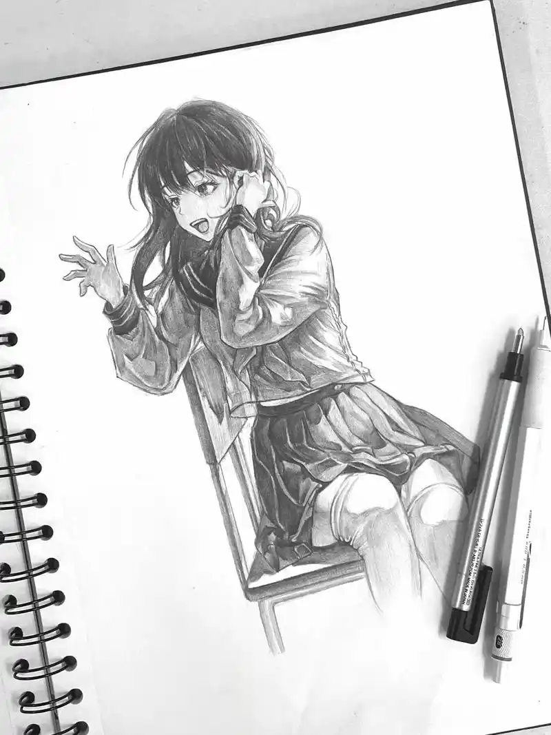 手绘 #手绘动漫人物 "少年时候的她 回头看你的眼睛"