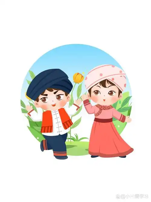 手绘插画‖56民族传统服饰简笔儿童画①