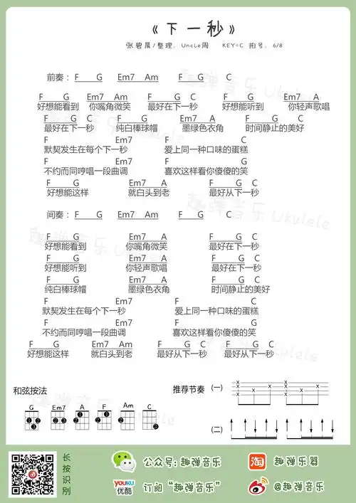 下一秒吉他谱(图片谱,尤克里里,弹唱)_张碧晨_下一秒.jpg