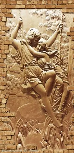 欧式浮雕人物爱情玄关背景墙