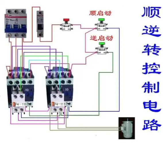 三相电动机正反转接线实物图.