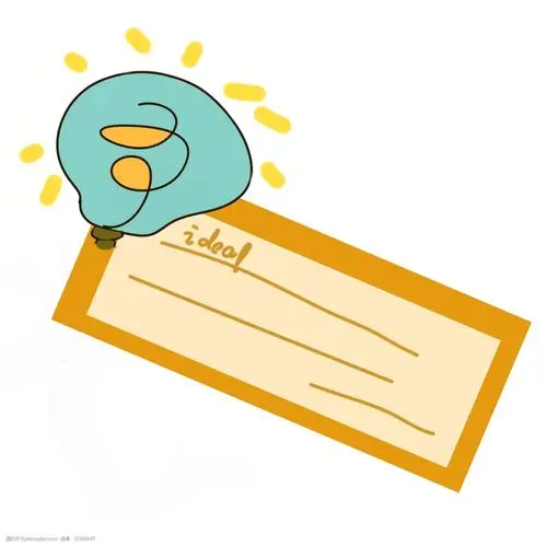 黄色的便签 蓝色的灯泡 发光的灯泡 灯具 灯泡插画 方形的便签 卡通