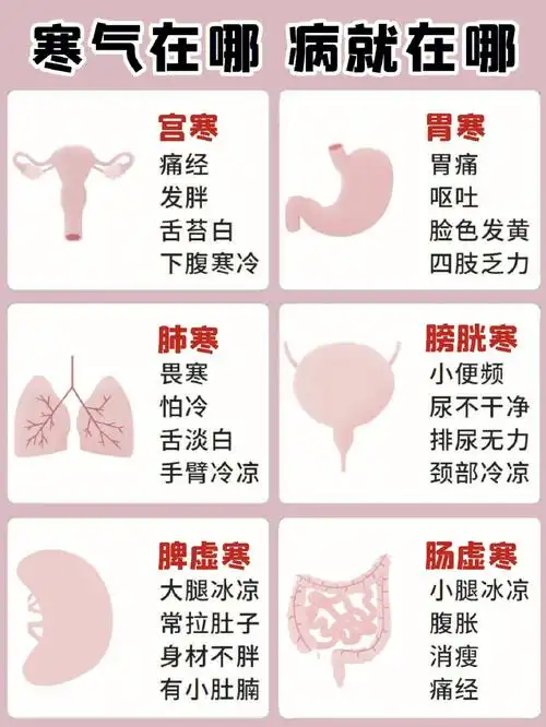 99不过,寒气是无形的,会侵袭身体不同的部位,从而出现不同的症状