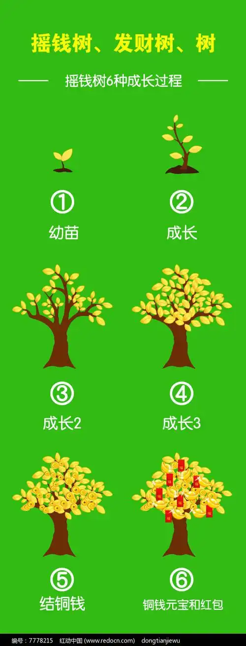 摇钱树和发财树成长过程素材