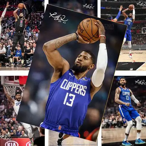 nba海报墙纸 nba篮球保罗乔治海报寝室柜子贴纸高清宿舍床头壁墙纸