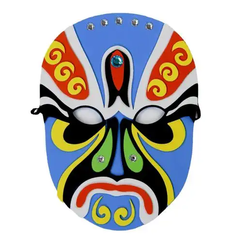 创意eva中国风京剧脸谱面具蓝脸儿童手工diy制作材料包粘贴画大号