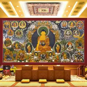 佛像墙纸寺庙佛堂大型无缝壁画如来佛祖图菩萨神台佛家背景墙壁纸