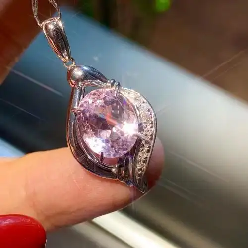 5克拉紫锂辉  pt900铂金紫锂辉钻石吊坠,紫锂辉5.09ct,全净体