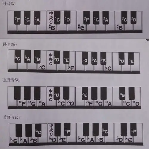 升号:  #  表示将基本音级 升高半音.