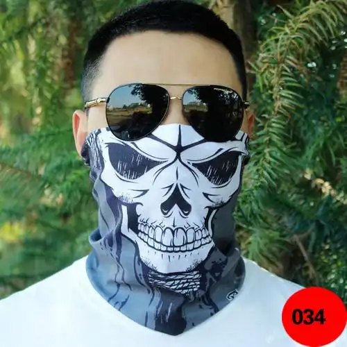 面纱包头巾摩托车围巾围脖 男士骑行 防风套头口罩防风面巾潮男黑