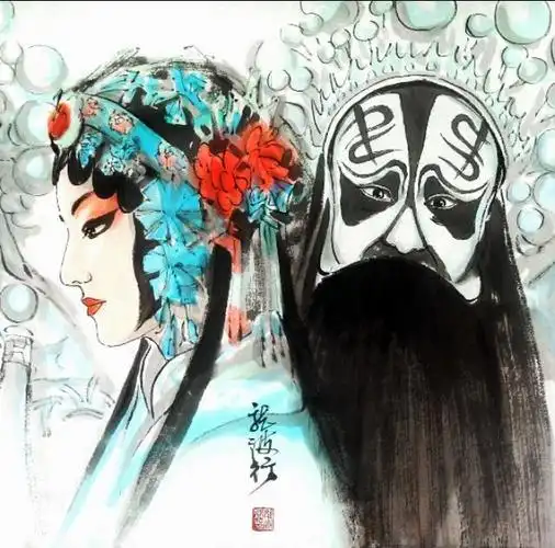 京剧中的武生与武旦    龙波行绘
