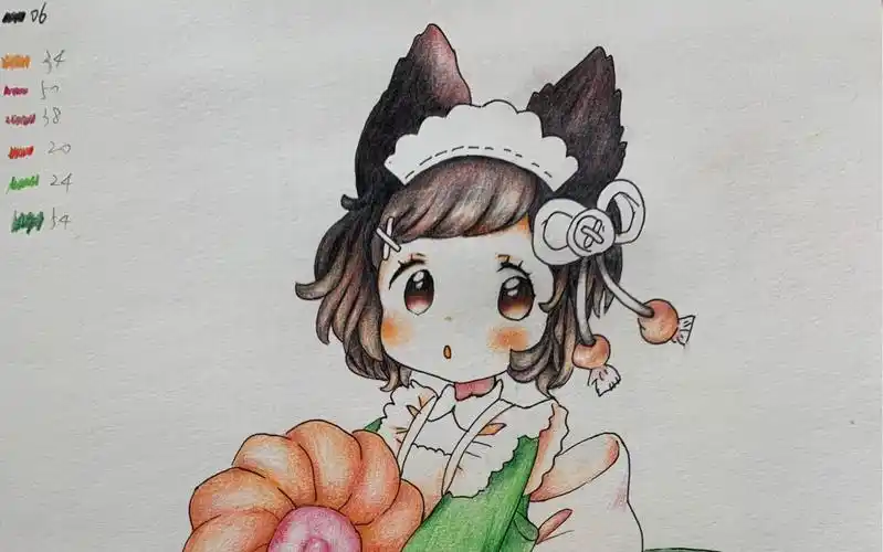 抱南瓜的女孩 用彩铅画一个动漫小女孩