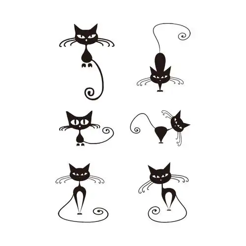 米奴可爱黑色小猫纹身贴防水女持久脚踝儿童手臂纹身贴男仿真少女