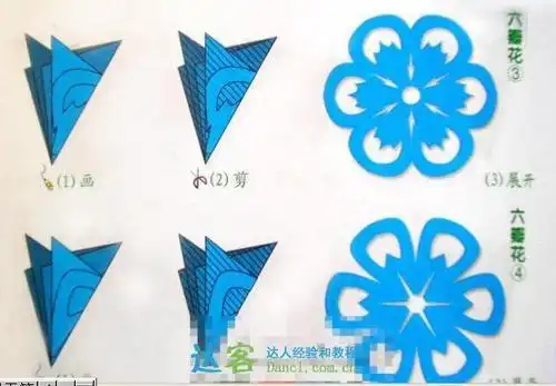 六折团花孔雀羽毛剪纸画法