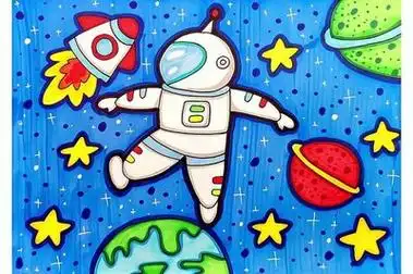 儿童宇航员简笔画彩色 - 简单简笔画