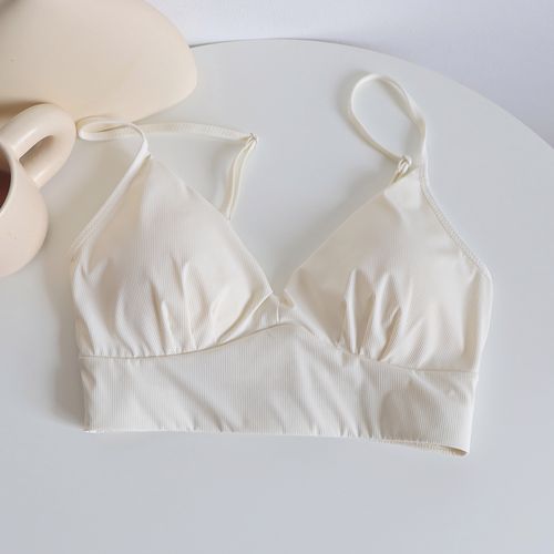 舒适透气薄款隐形文胸露背u型细肩带美背内衣蚕丝小胸少女胸罩