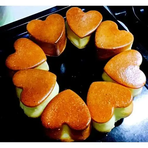 圈圈阳阳做的乐葵心形海绵小蛋糕