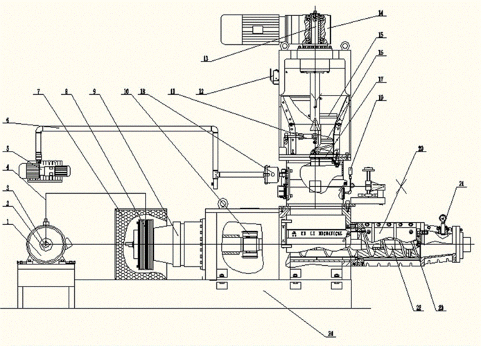 cn205704600u_立式双螺旋真空成型挤出机有效