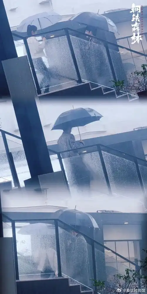 井柏然蔡文静雨天撑伞路透##井柏然蔡文静撑伞图