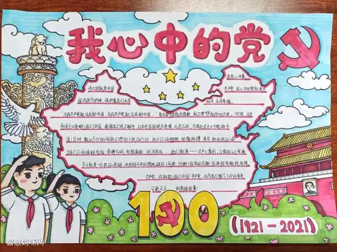 我心目中的党小学生建党百年手抄报