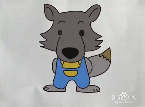 小狗丹尼大灰狼简笔画