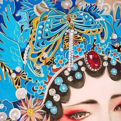 水彩临摹(人物花旦)水彩古风超写实戏曲人物手绘花旦1-9图