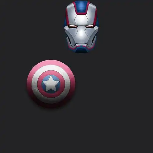 手绘钢铁侠头部和美国队长盾牌