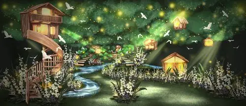 森系主舞台手绘图