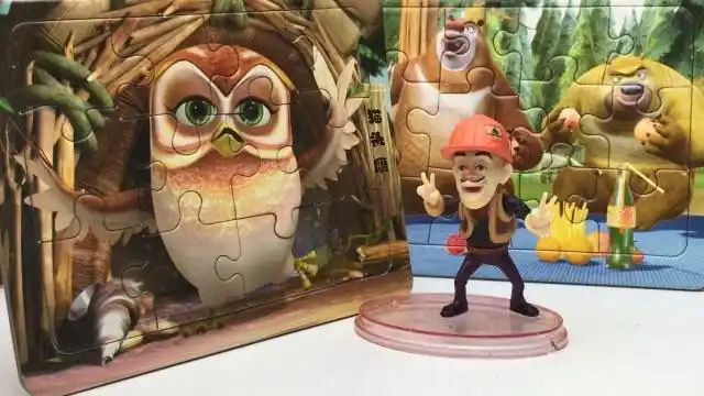 熊出没积木拼图,光头强拼熊大熊二玩具!
