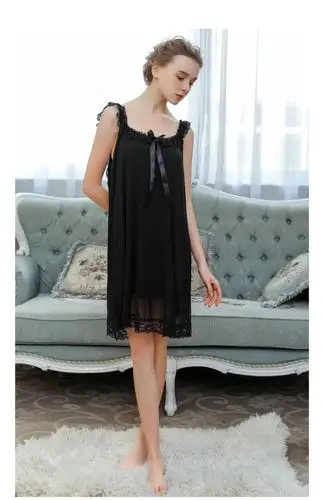 性感吊带睡裙女春夏短裙甜美公主宽松大码家居服莫代尔短款睡衣棉_抢