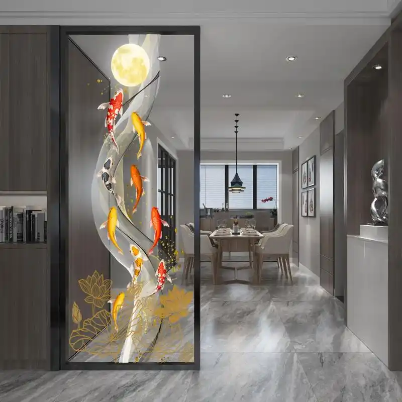 现代艺术玻璃隔断轻奢卫生间客厅卧室屏风背景墙过道玄关钢化定制