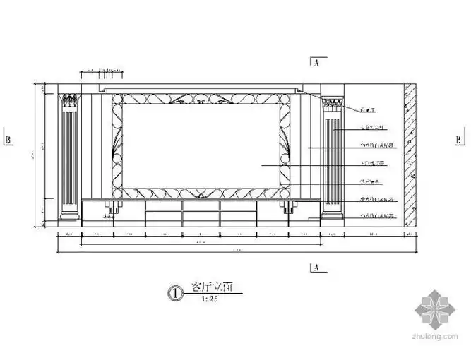 分享电视背景cad立面图资料下载